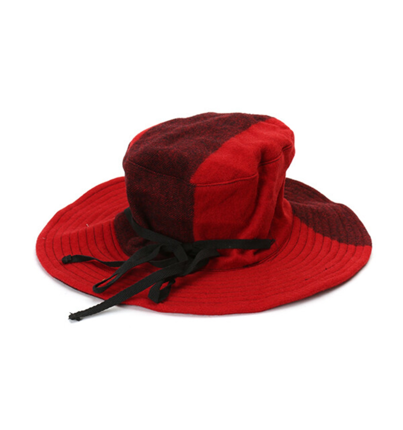 CRUSHER HAT RED BIG PLAID WOOL MELTON(F8H0556)