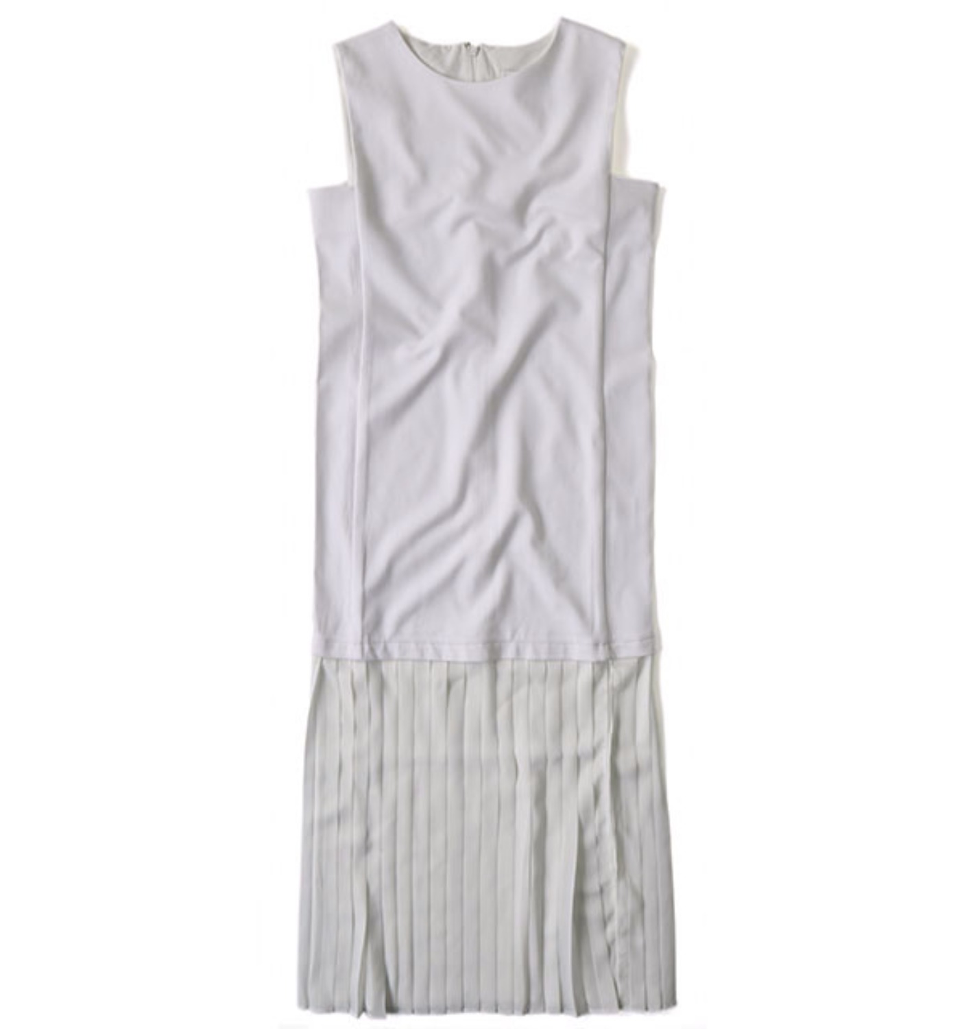 Sleeveless Pleats One-piece Dress WHITE (ND-1005)