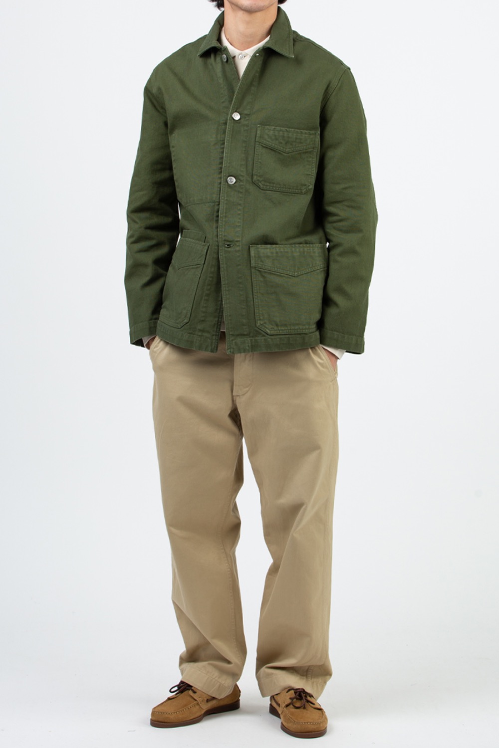 (CARRY OVER) GREEN COTTON CANVAS FIVE-POCKET CHORE JACKET GREEN