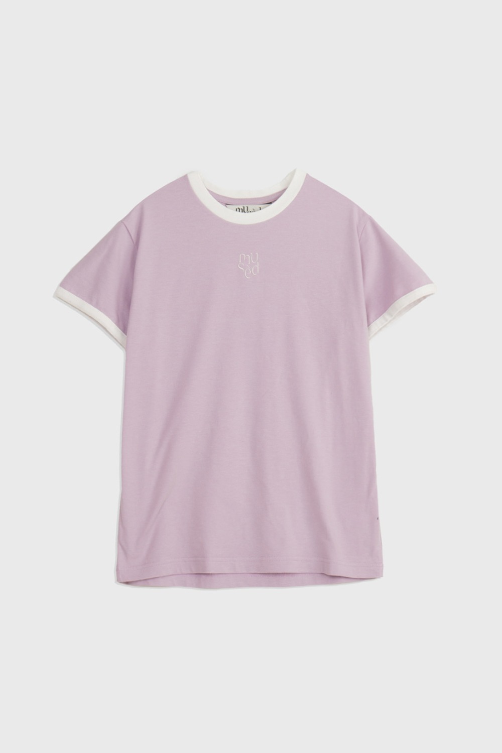 CONTRAST RIB PATCHED T-SHIRT - LAVENDER