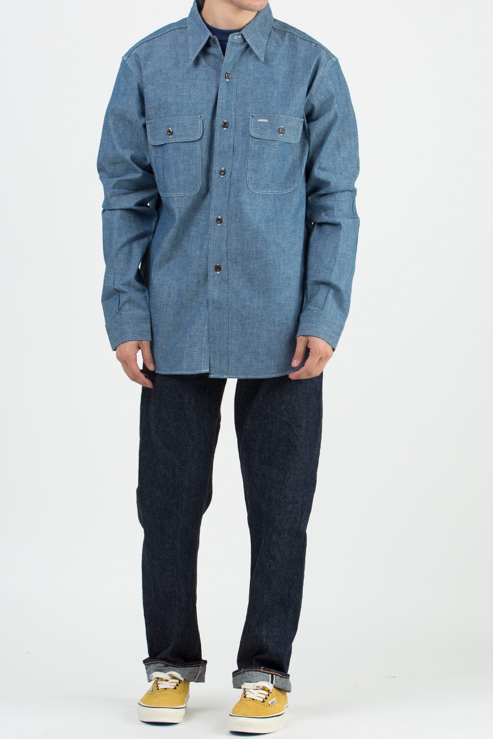 LOT 3036 CHAMBRAY SHIRTS WITH ELBOW PATCH SAX