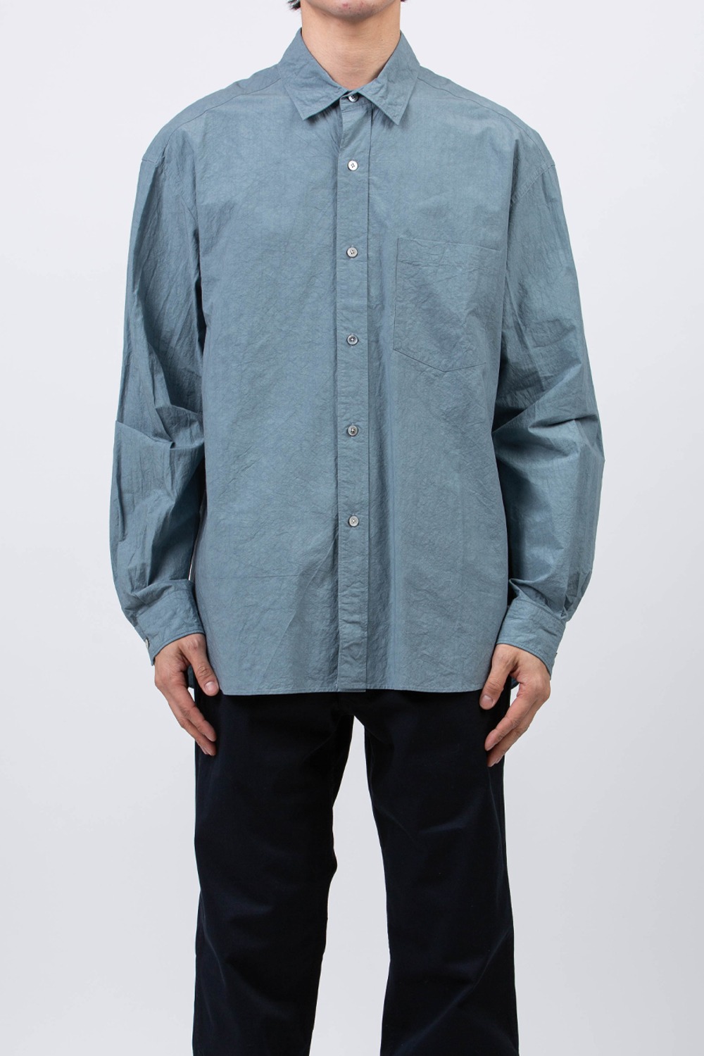 (24SS) TEXTURE TYPEWRITER RELAXED SHIRTS BLUE