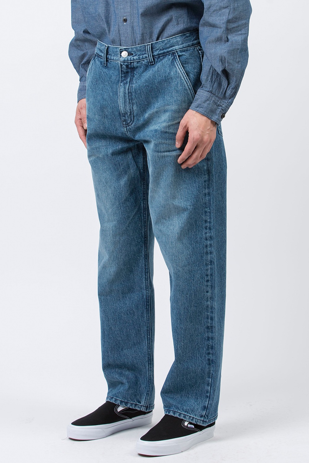 (24SS) ORGANIC COTTON RELAXED DENIM PANTS - ONE WASH (WASHED BLUE)