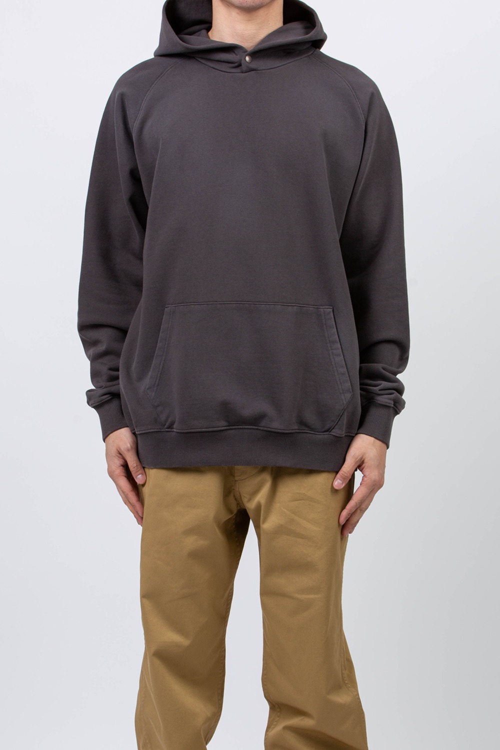 (24SS) WASHED COTTON HOODED SWEAT CHARCOAL