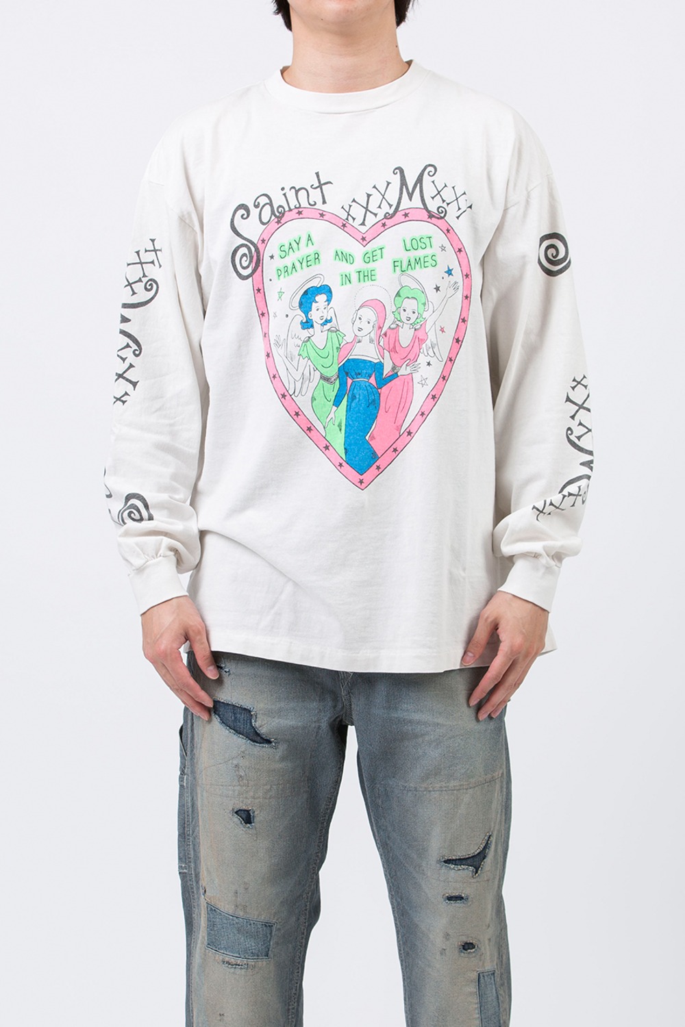 (24SS) LS TEE PINK HEART WHITE