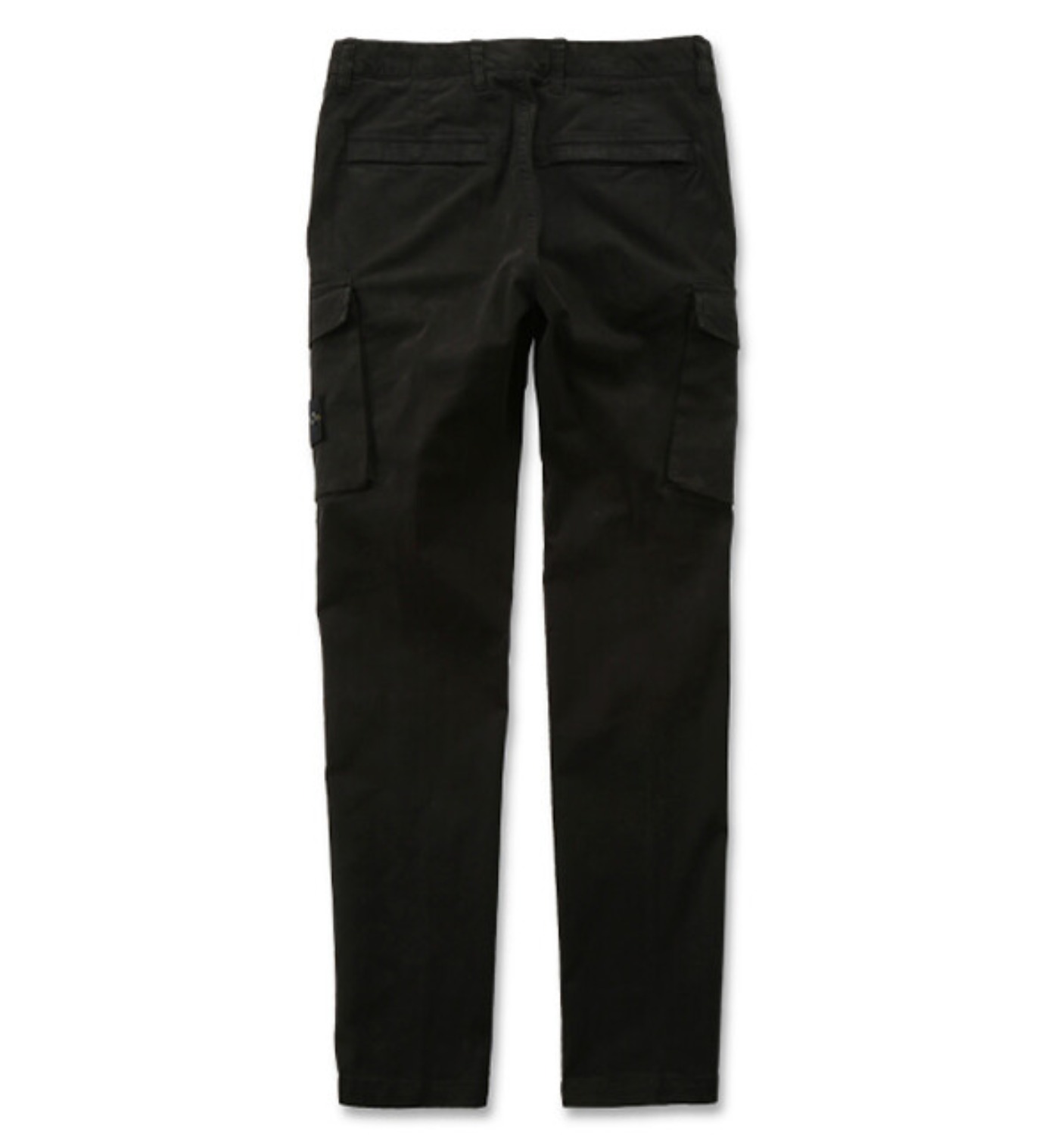 STRETCH BROKEN TWILL COTTON GARMENT DYED OLD EFFECT CARGO PANTS BLACK