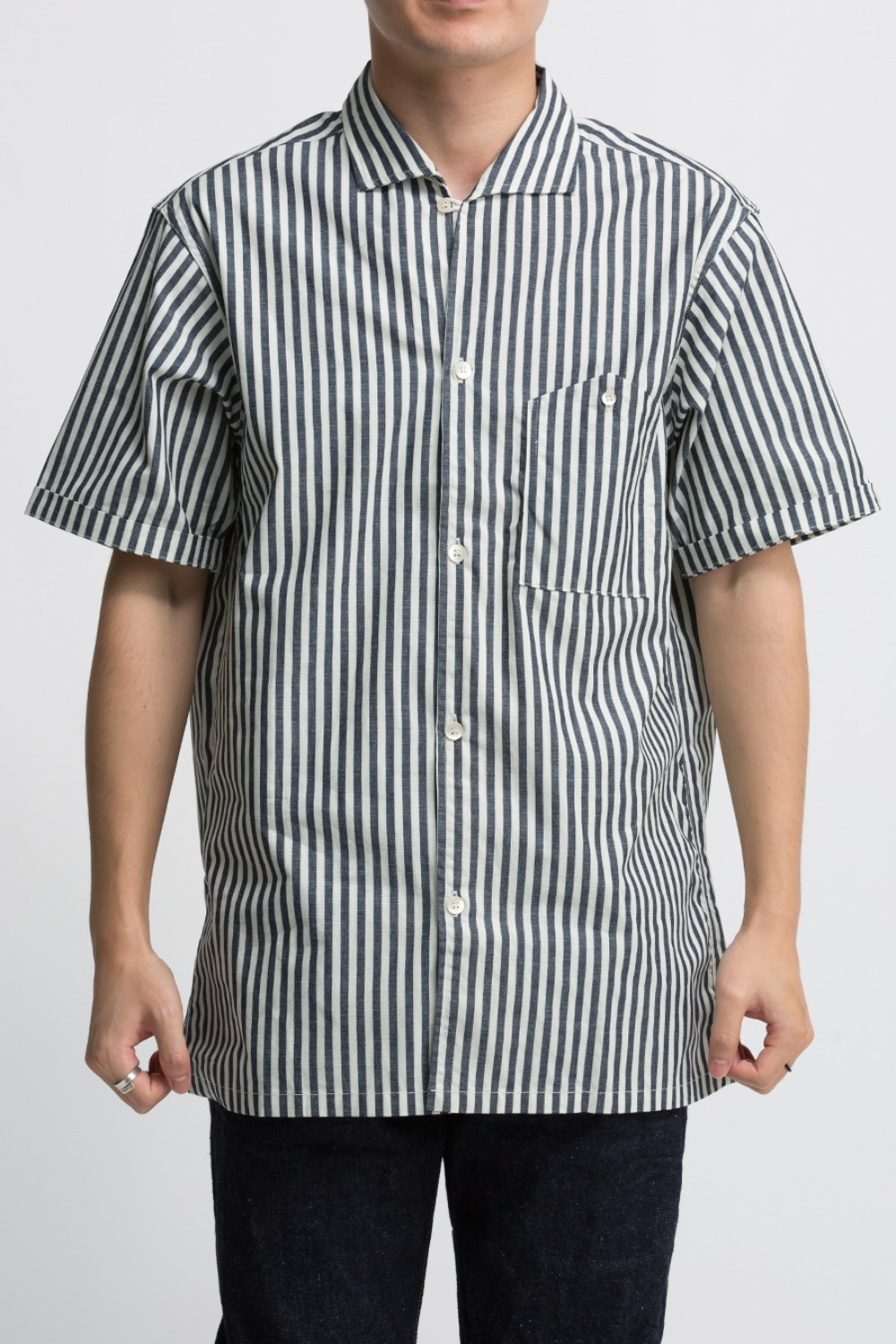 LOT 3091 S/S OPEN COLLAR SHIRTS STRIPE (WIDE)