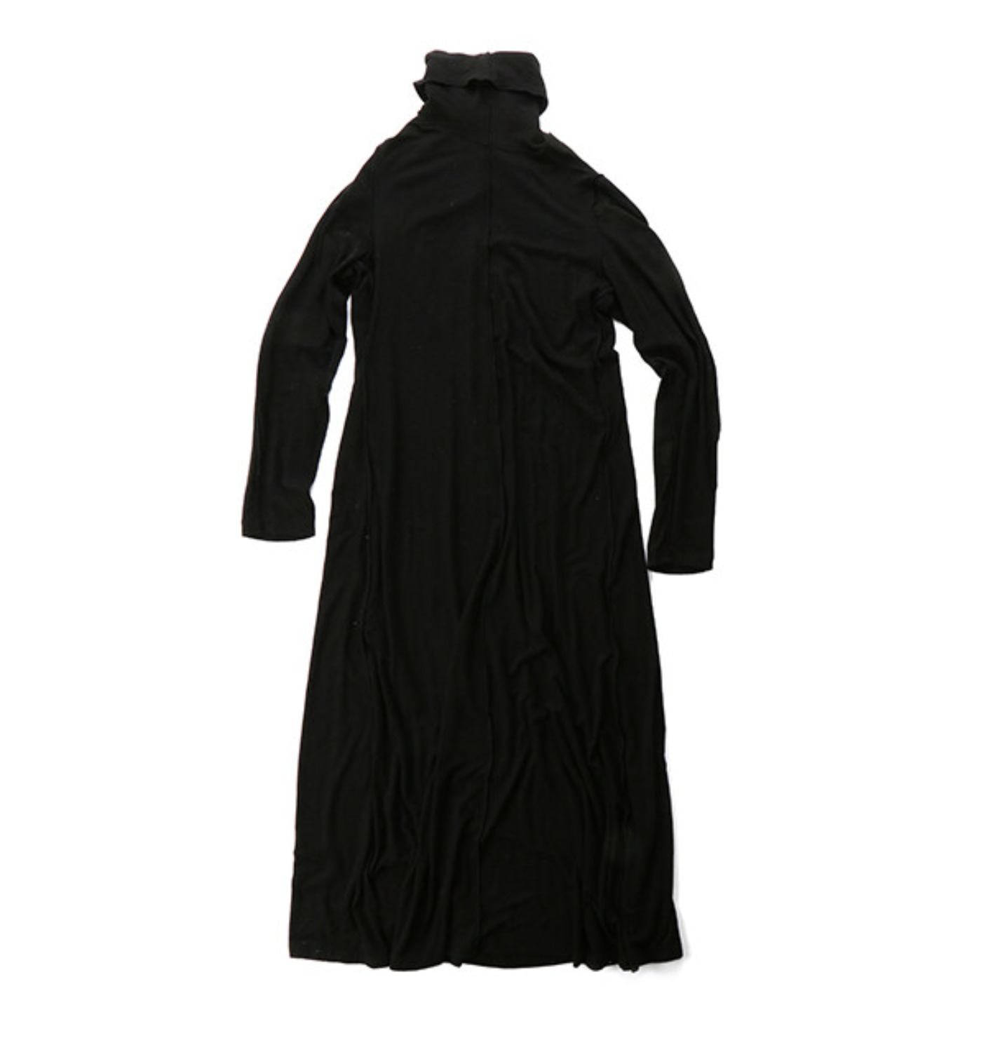 PAIX JERSEY LONG DRESS BLACK WOOL TENCEL SOLID (MDS07DR03)