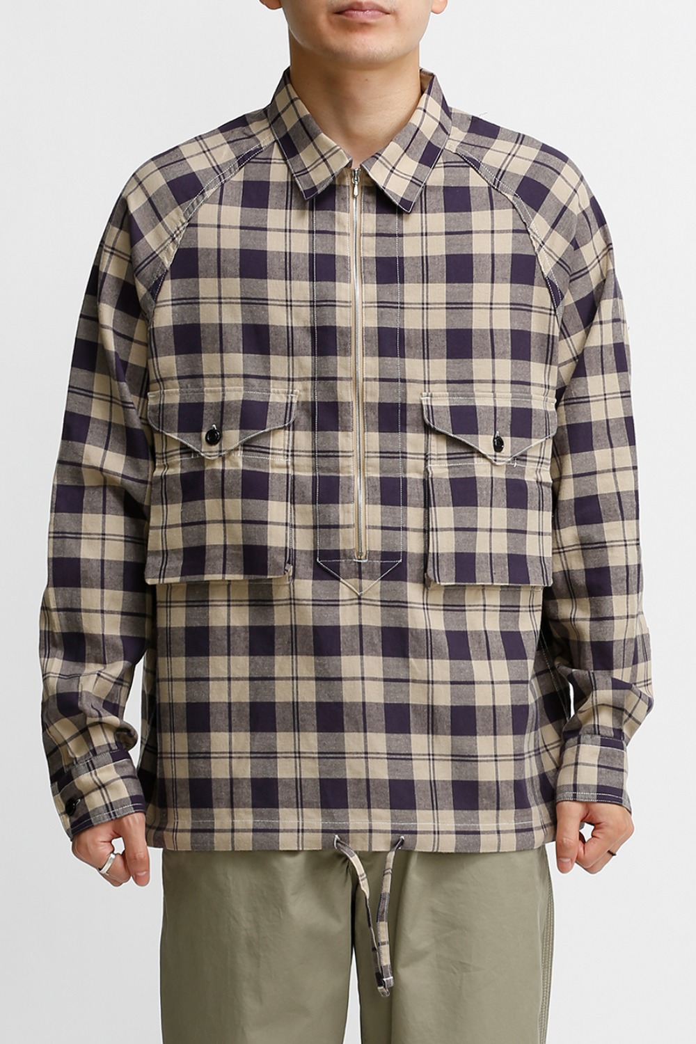 SCOUT PULLOVER SHIRT / PURPLE &amp; IVORY CHECK