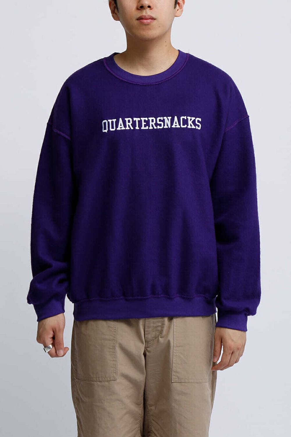 INSIDE OUT EMBROIDERED CREW PURPLE