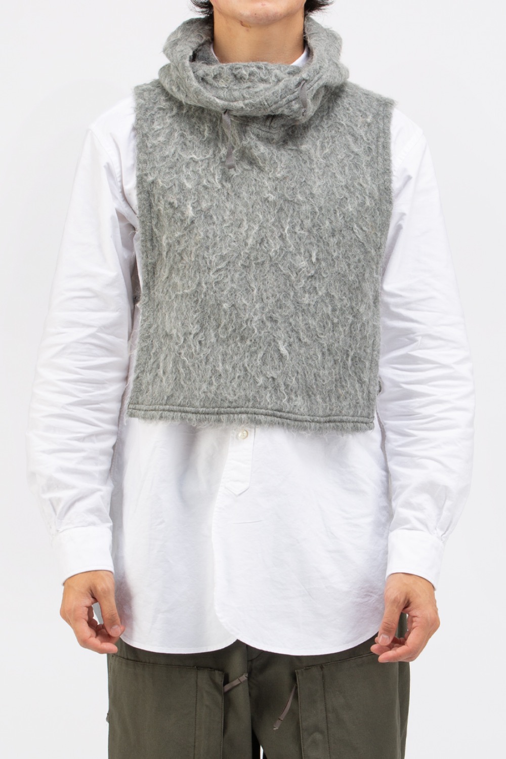 HOODED INTERLINER HEATHER GREY SOLID MOHAIR