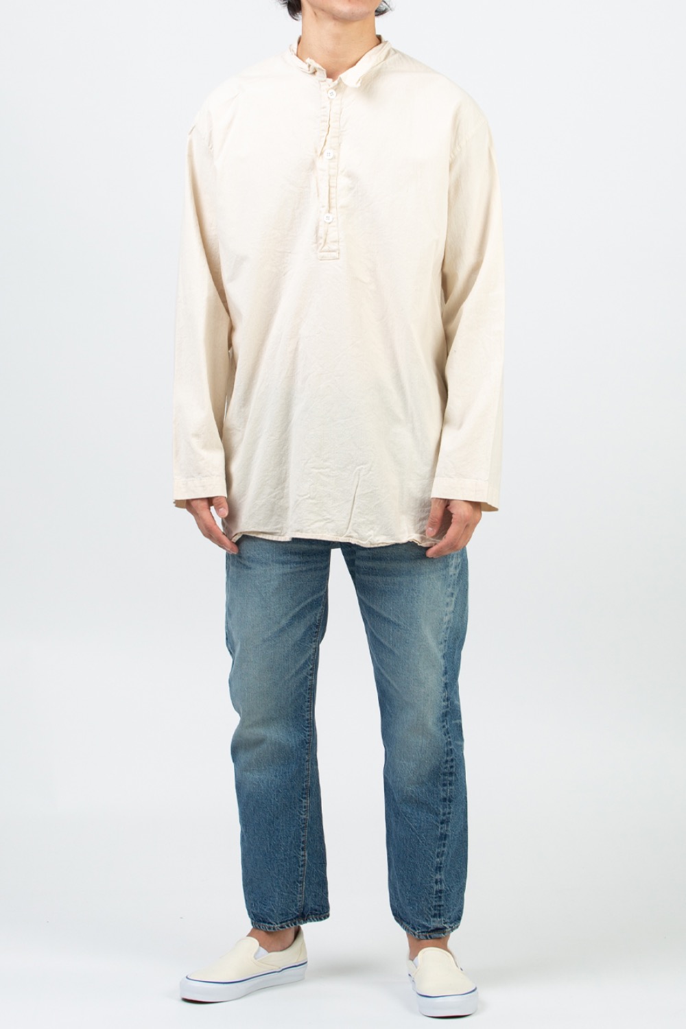 WEAVER&#039;S STOCK PULLOVER TAIL SHIRT UPHOLSTERY CALICO WHITE