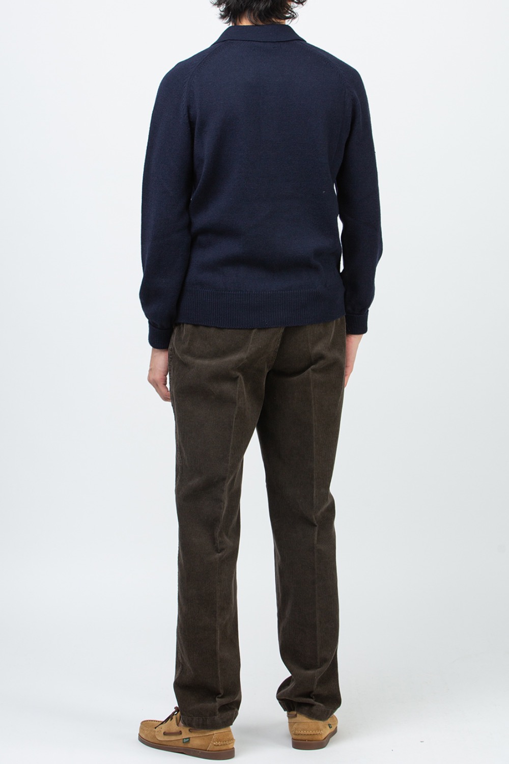 (21FW)NAVY MERINO WOOL KNITTED POLO