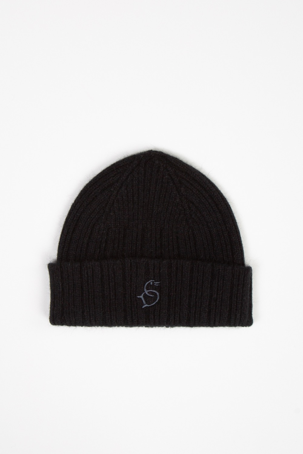 (CARRY OVER) BLACK LAMBSWOOL RIBBED KNIT CAP