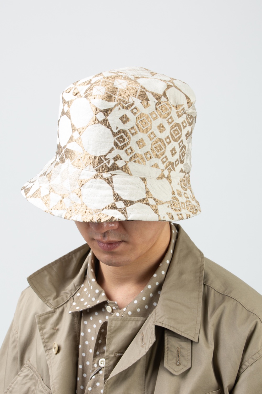 BUCKET HAT NATURAL GOLD CP ETHNIC JACQUARD