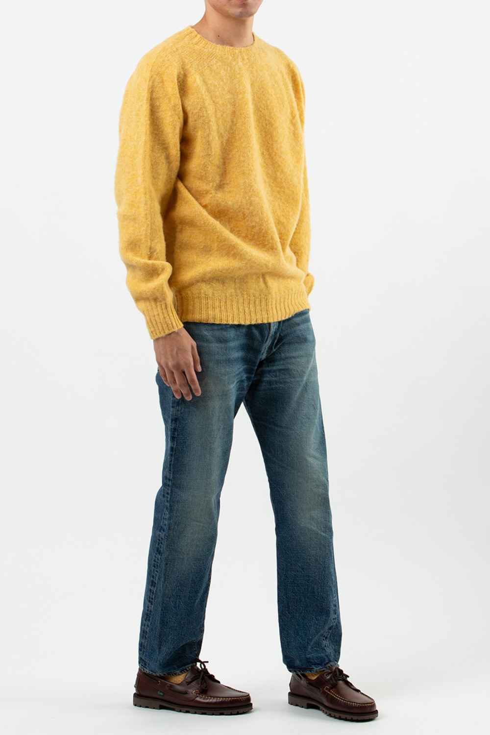 (CARRY OVER)BRUSHED SHETLAND CREW YELLOW