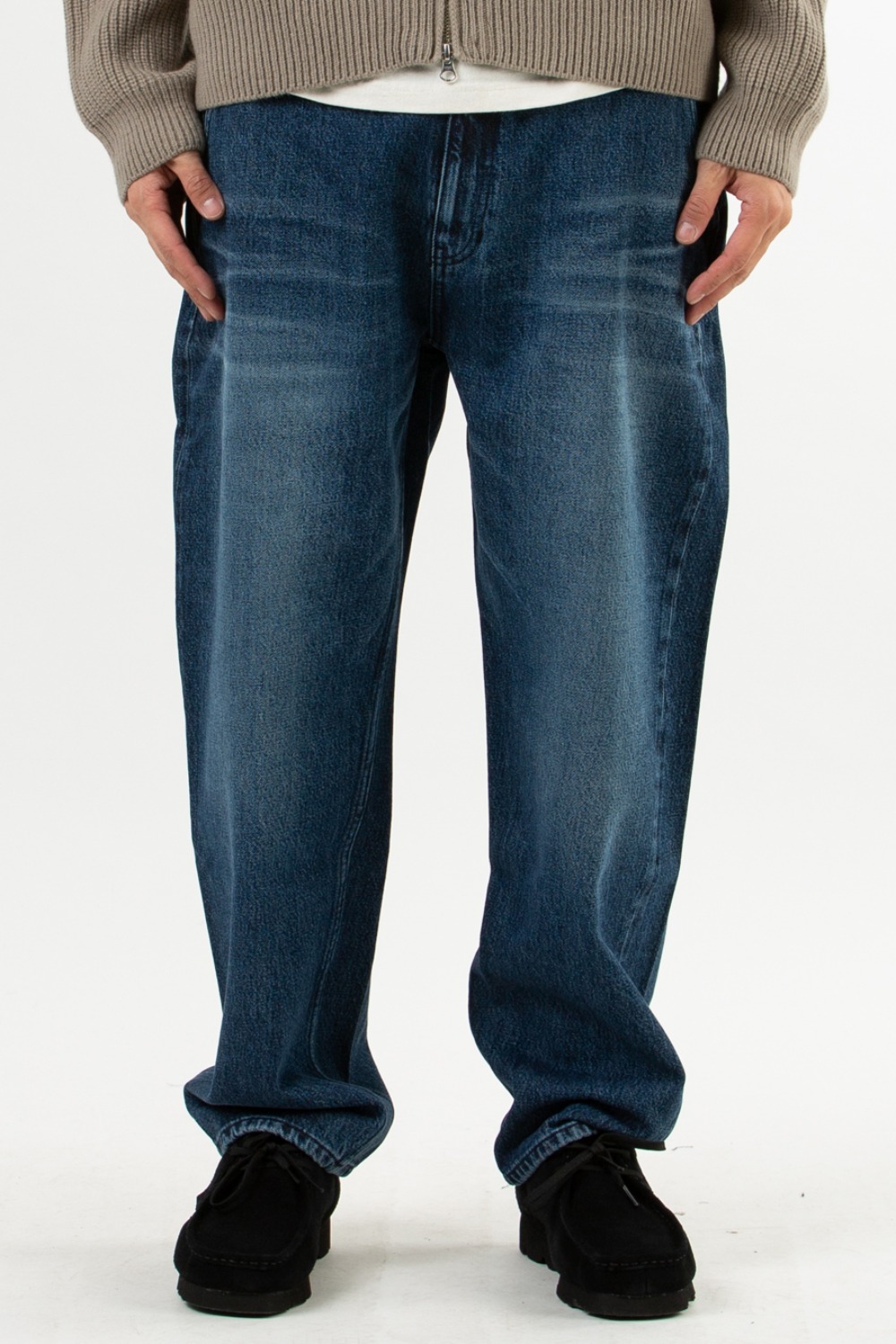 ORGANIC COTTON RELAXED DENIM PANTS - WASHED BLUE