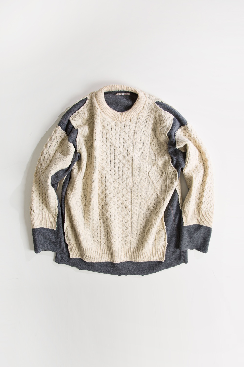 REBUILD BY NEEDLES FISHERMAN SWEATER -&gt; COVERED SWEATER GREY (XL-6)