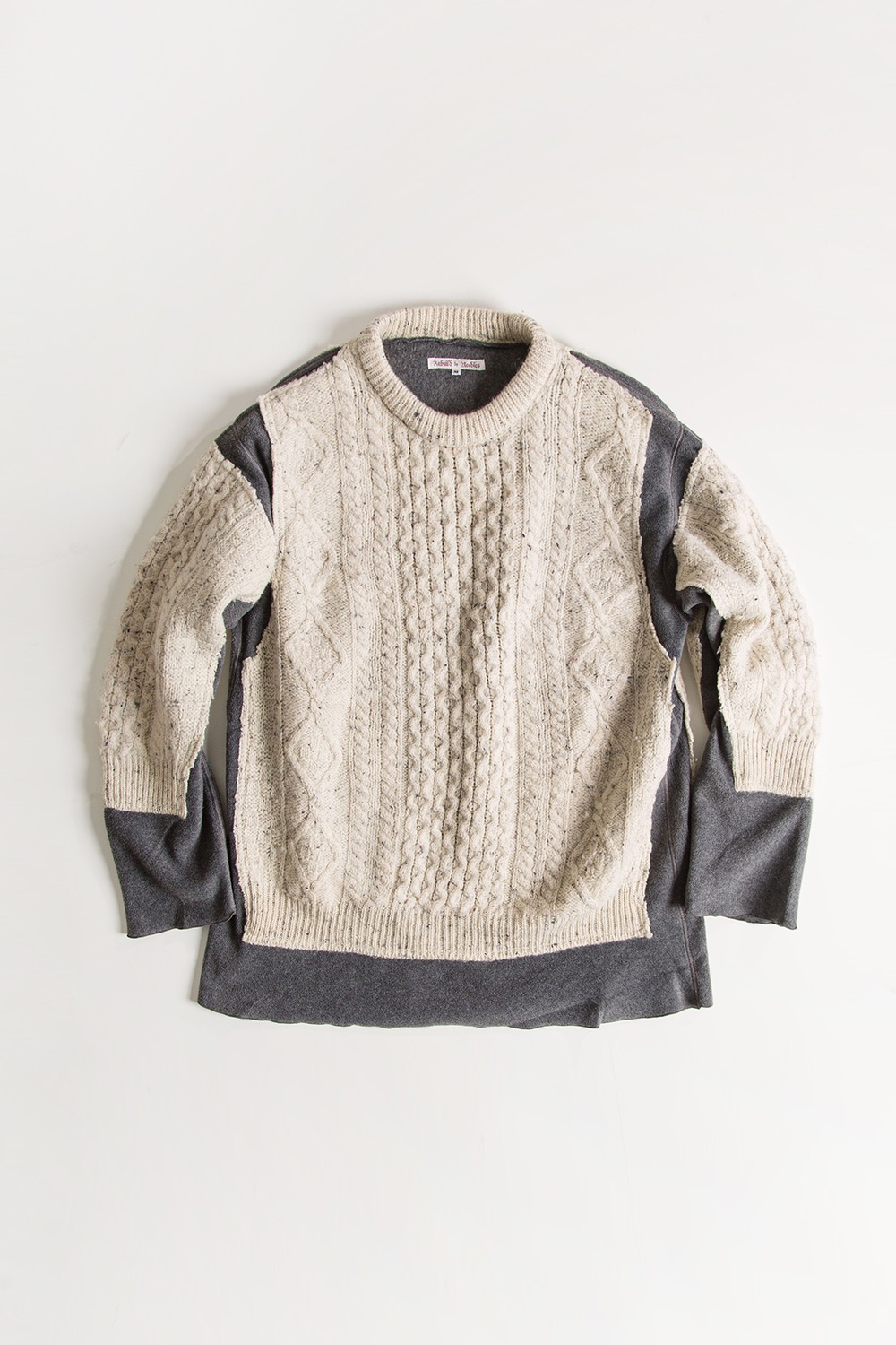 REBUILD BY NEEDLES FISHERMAN SWEATER -&gt; COVERED SWEATER GREY (M-1)