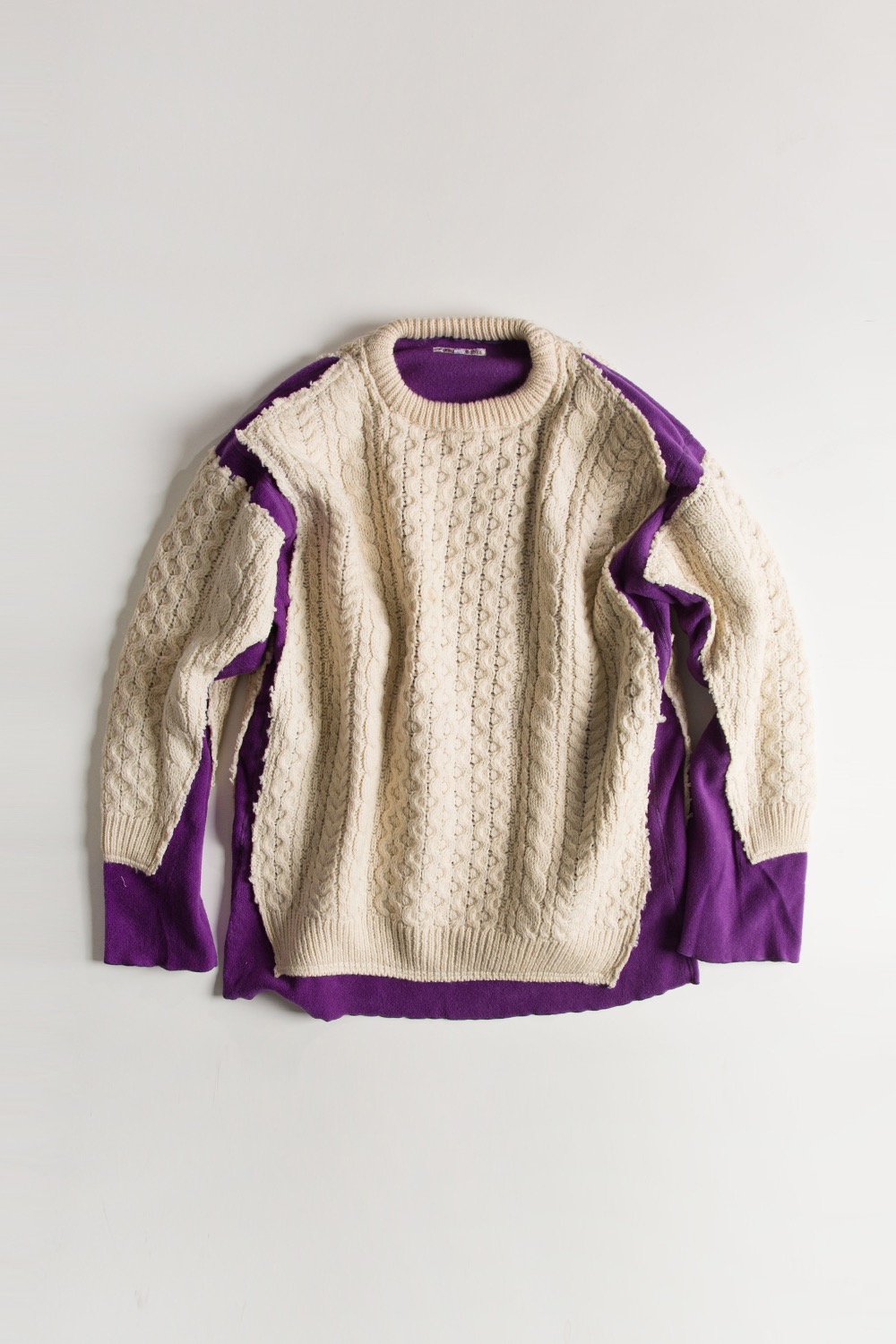 REBUILD BY NEEDLES FISHERMAN SWEATER -&gt; COVERED SWEATER PURPLE (XL-3)