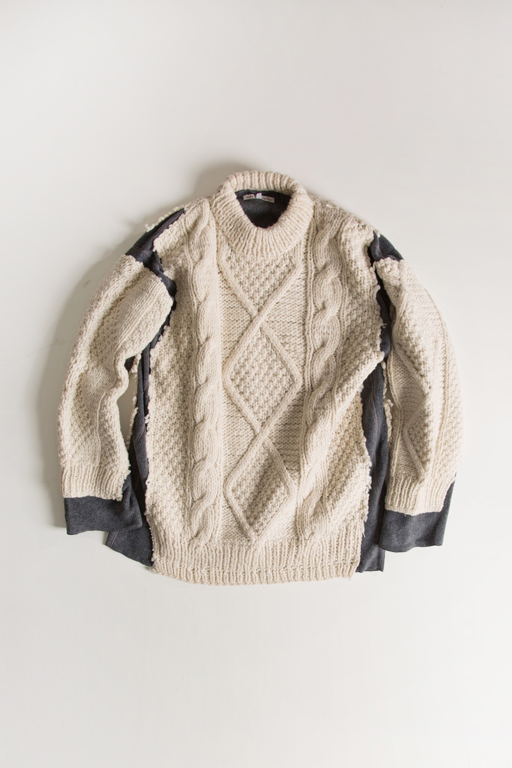 REBUILD BY NEEDLES FISHERMAN SWEATER -&gt; COVERED SWEATER GREY (L-4)