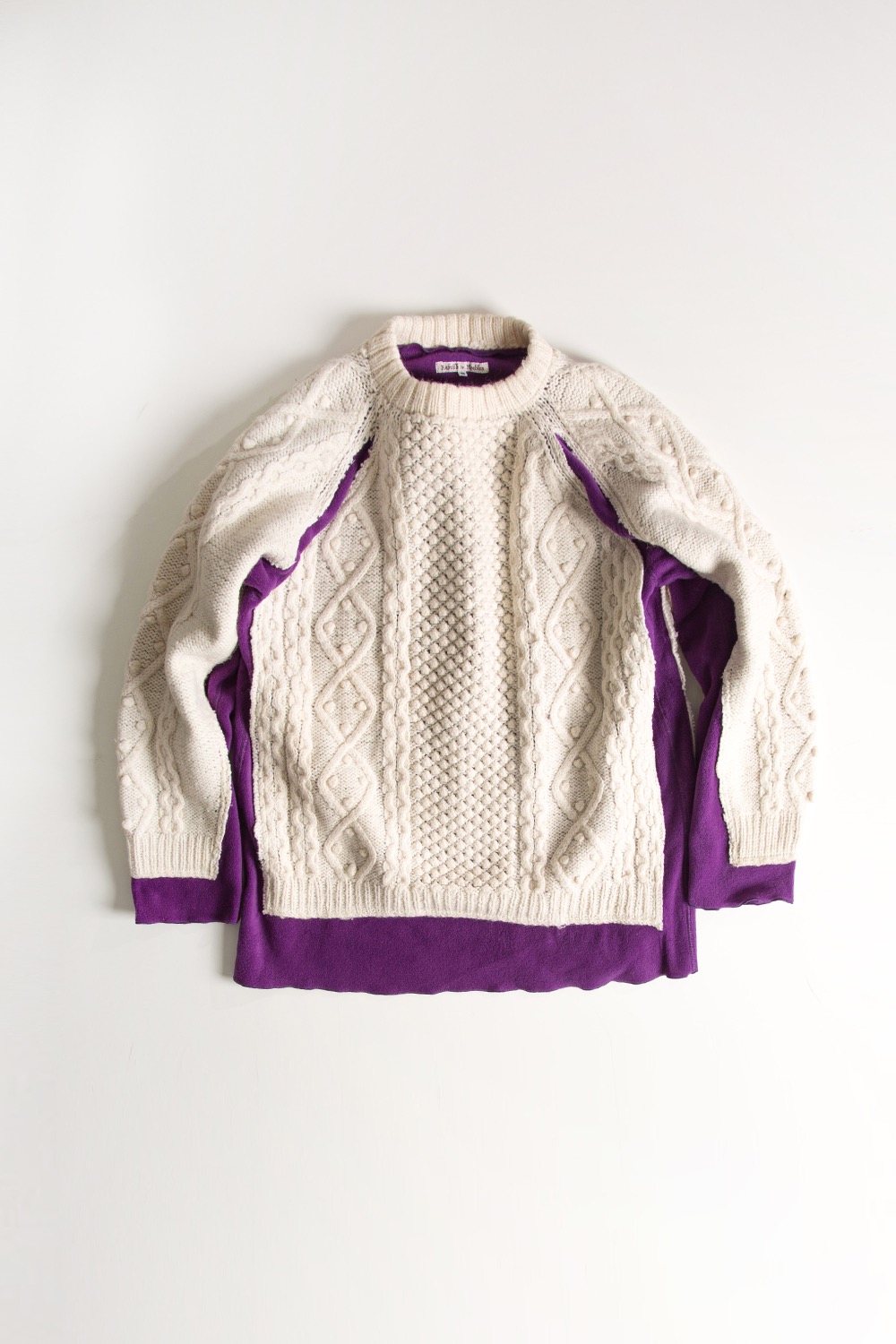 REBUILD BY NEEDLES FISHERMAN SWEATER -&gt; COVERED SWEATER PURPLE (M-7)