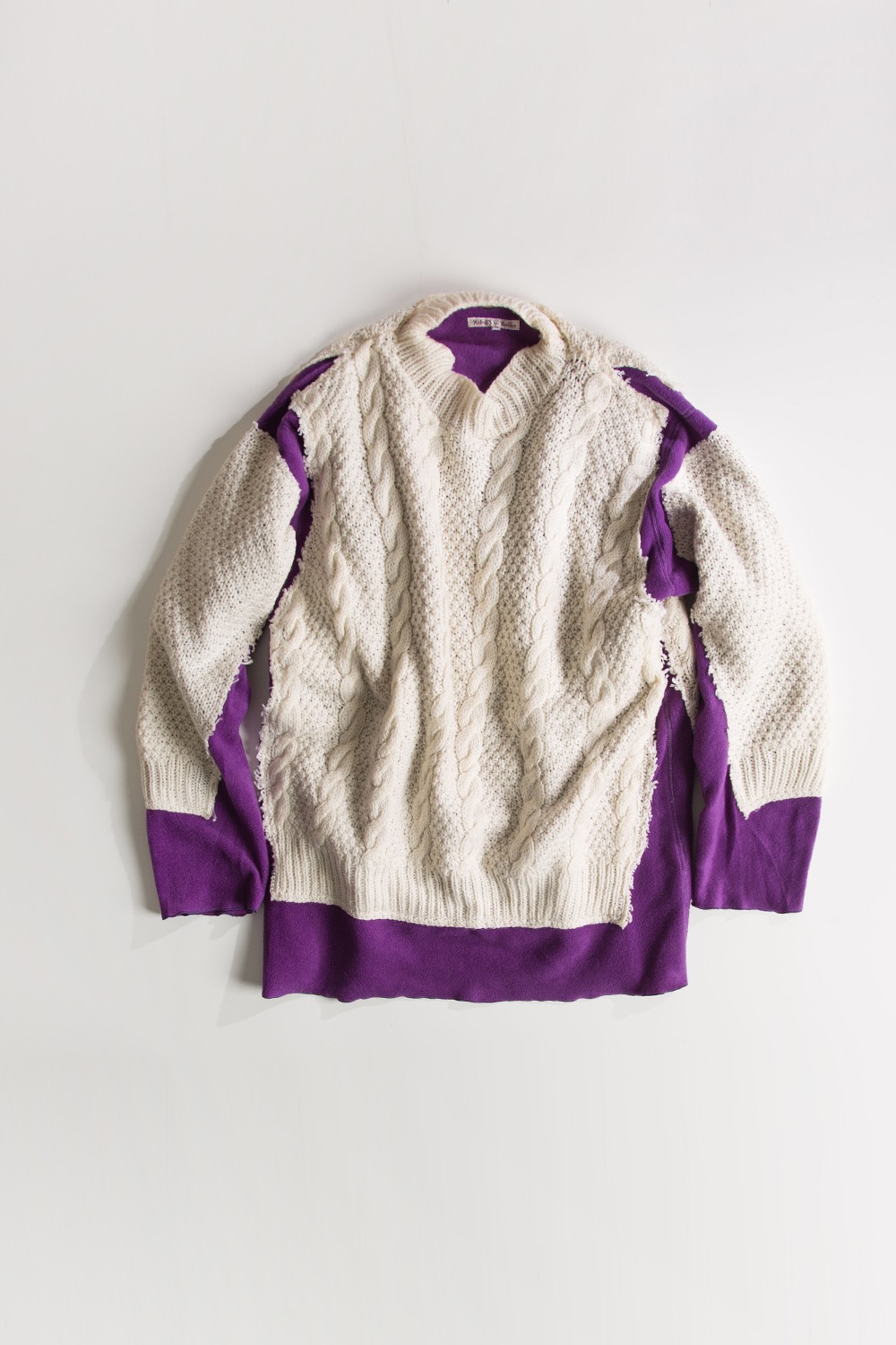 REBUILD BY NEEDLES FISHERMAN SWEATER -&gt; COVERED SWEATER PURPLE (L-2)