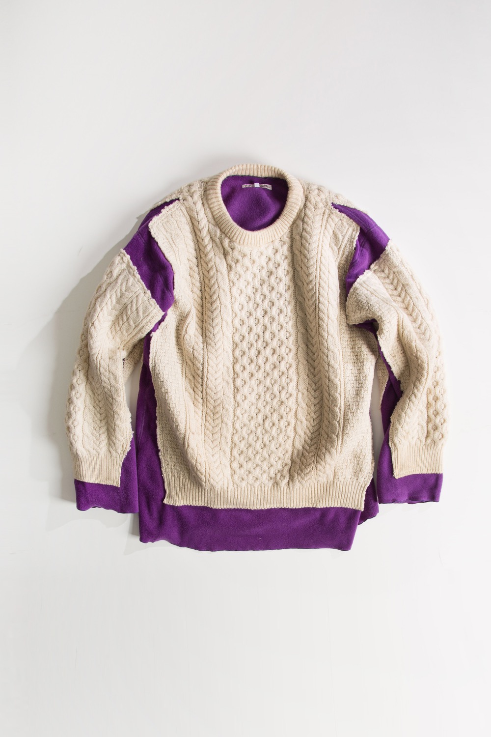 REBUILD BY NEEDLES FISHERMAN SWEATER -&gt; COVERED SWEATER PURPLE (L-5)