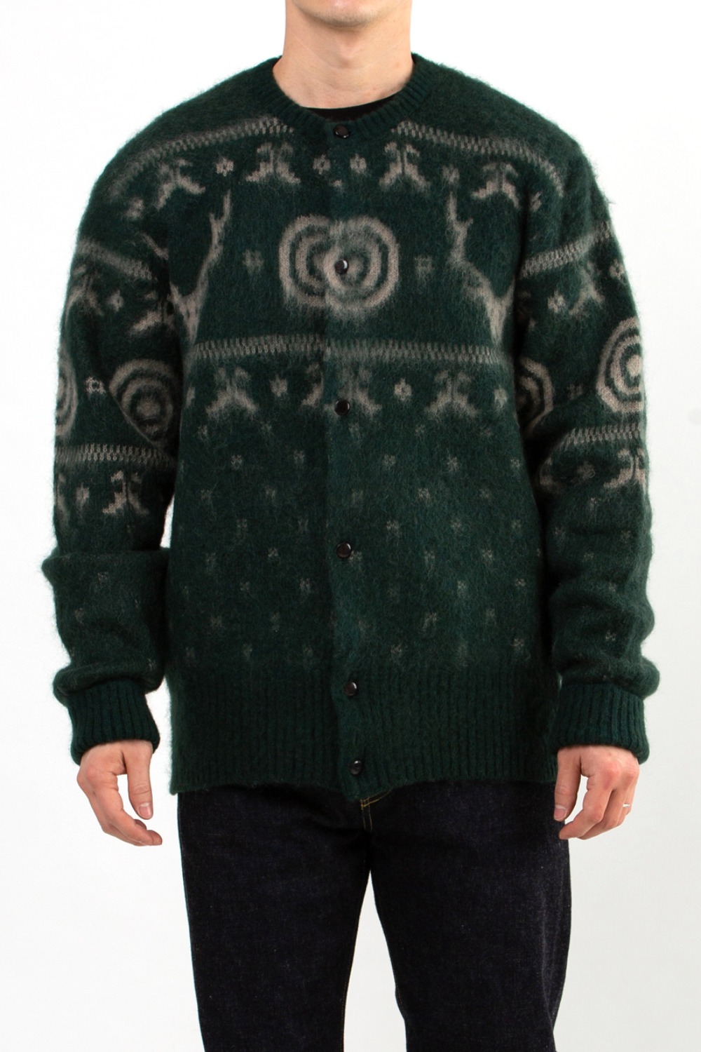 LOOSE FIT CREW NECK CARDIGAN - S2W8 NORDIC GREEN