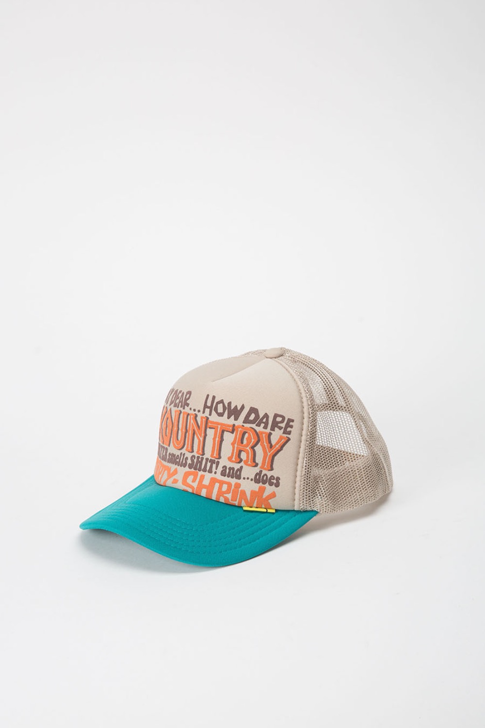 (23SS) KOUNTRY DIRTY SHRINK Trucker CAP Beige/Turquoise