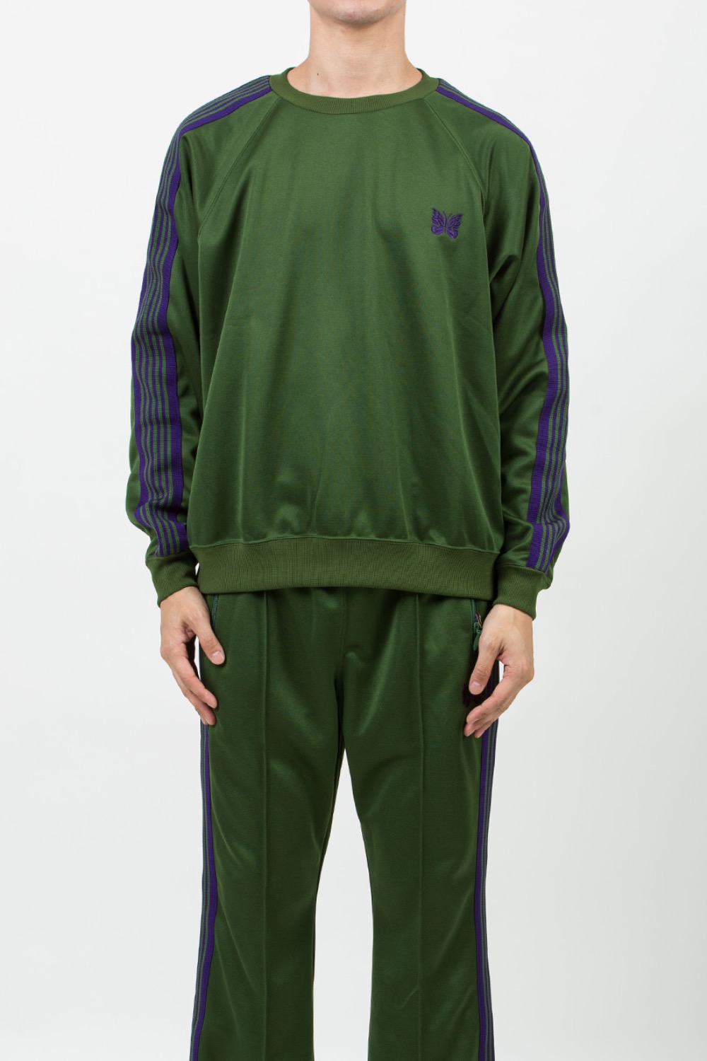 (23FW)  TRACK CREW NECK SHIRT - POLY SMOOTH A-IVY GREEN
