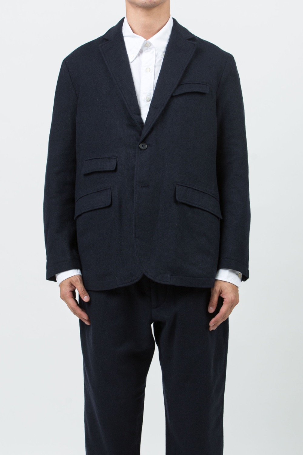 (23FW) ANDOVER JACKET NAVY SOLID POLY WOOL FLANNEL