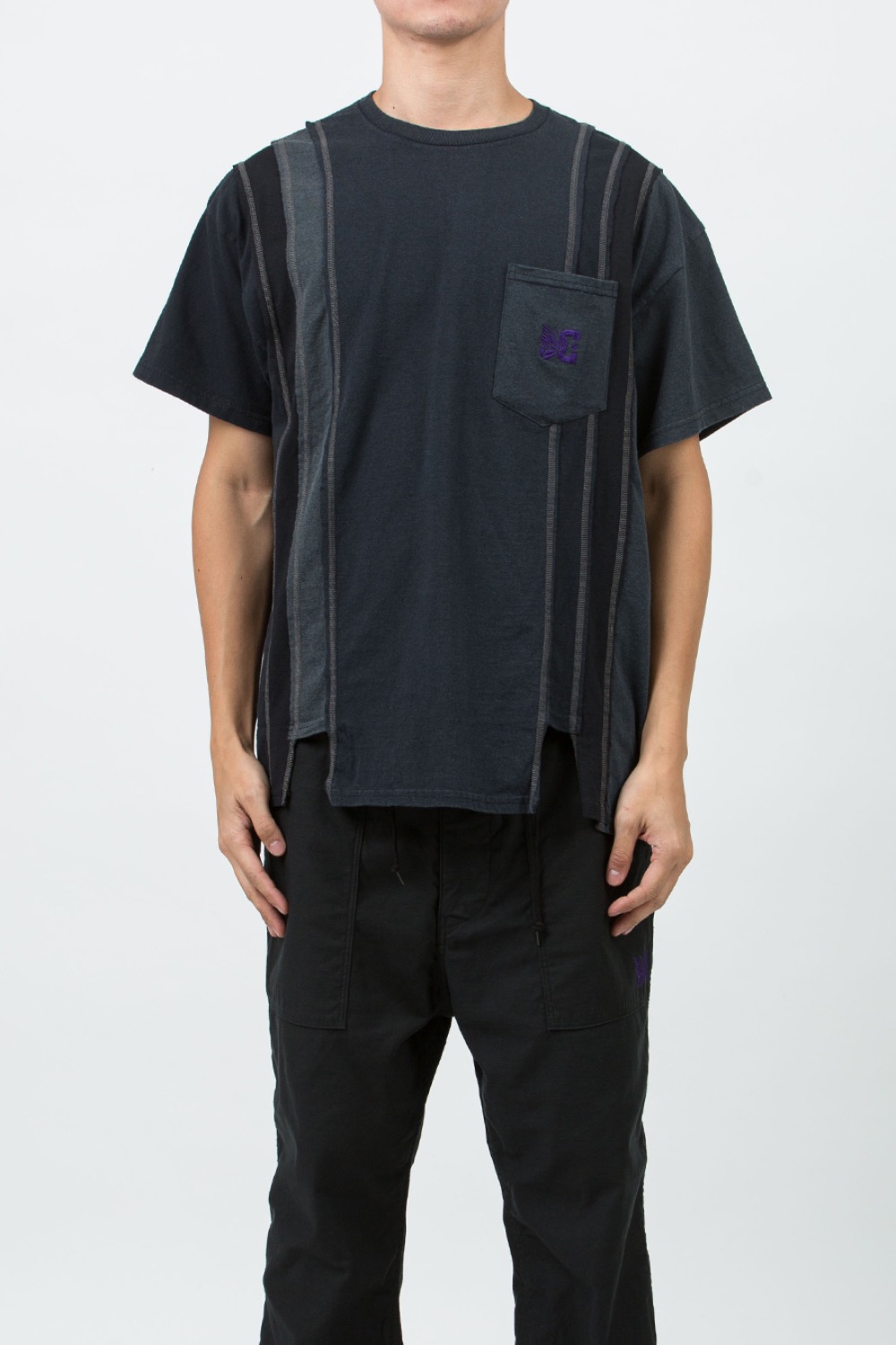 (23FW)NEEDLES X DC SHOES 7 CUTS S/S TEE - SOLID / FADE BLACK