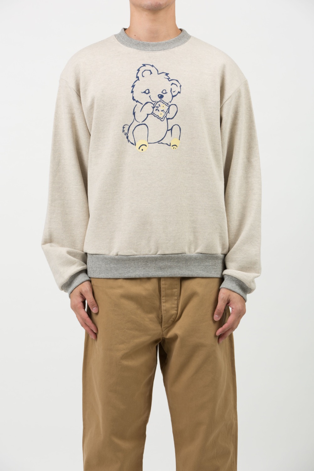 (23FW) SWT KNIT CREW SWT (PECKISH LITTLE BEAR) NATURAL/GREY