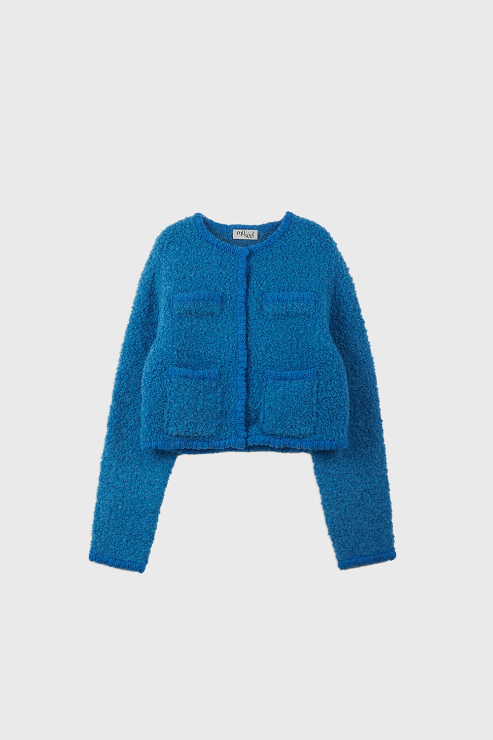 (23FW) MUSED WOOL ALPACA BLENDED BOUCLE KNIT JACKET BLUE