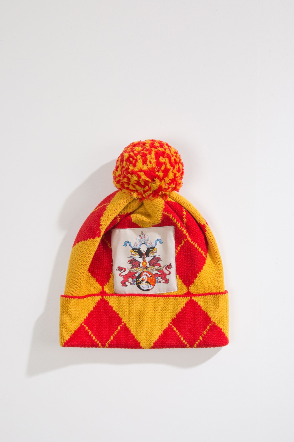 (23FW) MEN ARLEQUIN BEANIE ESCUDO E M BROIDERY KNIT RED YELLOW