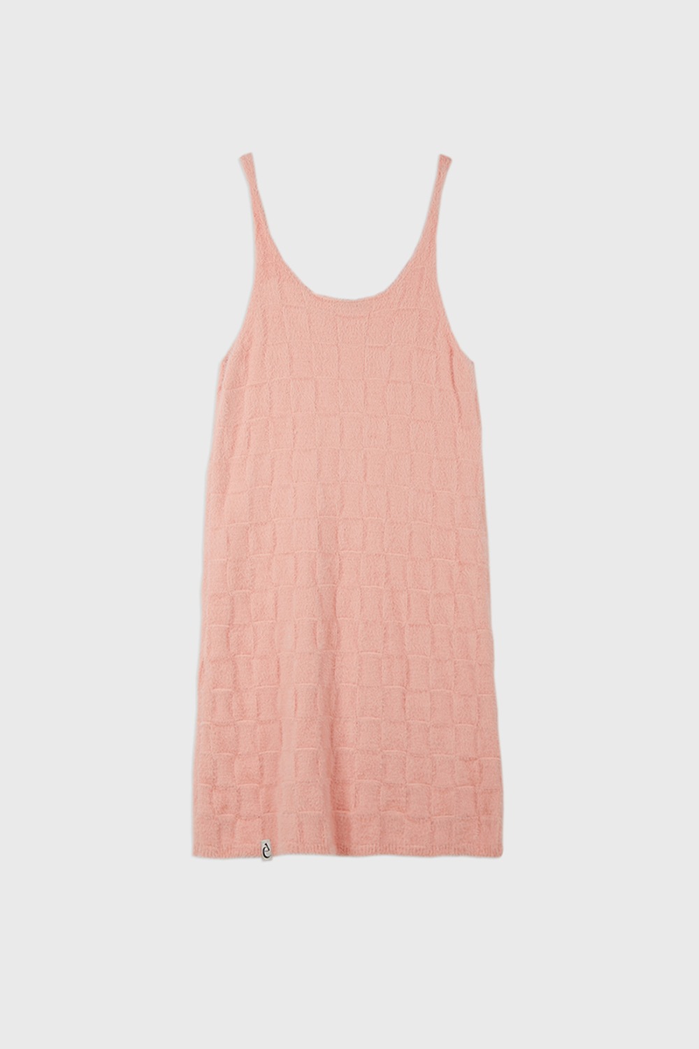 (23FW) MUSED CHECKERBOARD PATTERN BRUSHED KNIT DRESS PINK