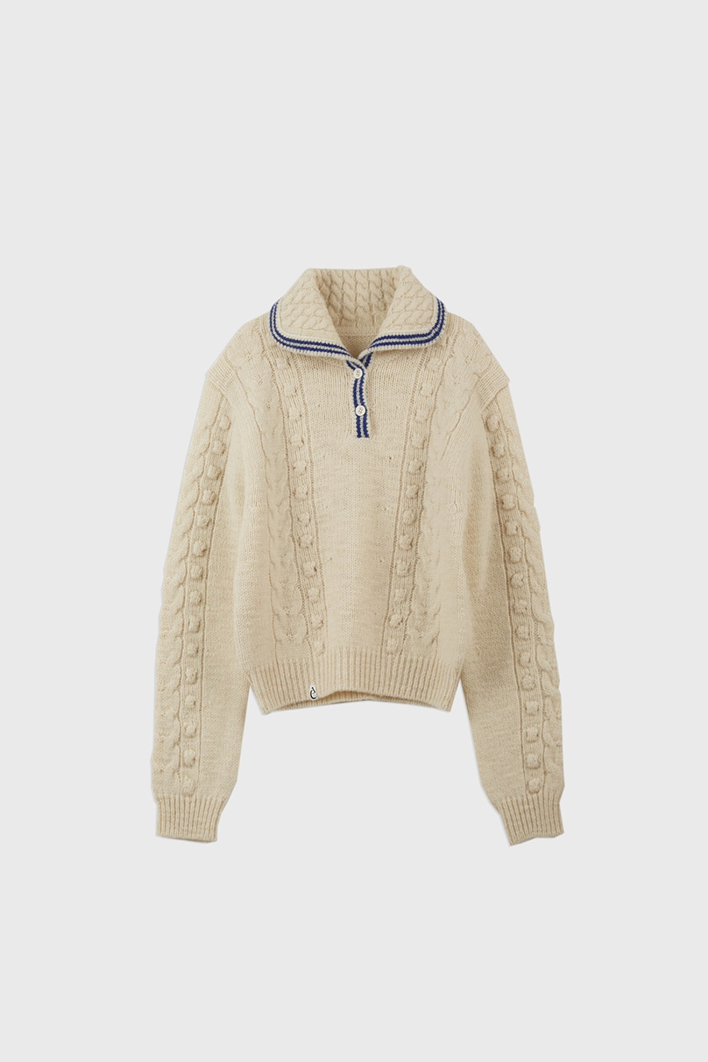 (23FW) MUSED SAILOR COLLAR WOOL CABLE KNIT PULLOVER NATURAL