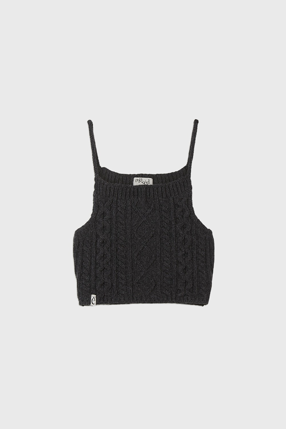 (23FW) MUSED PURE WOOL CABLE KNIT VEST DEEP GRAY