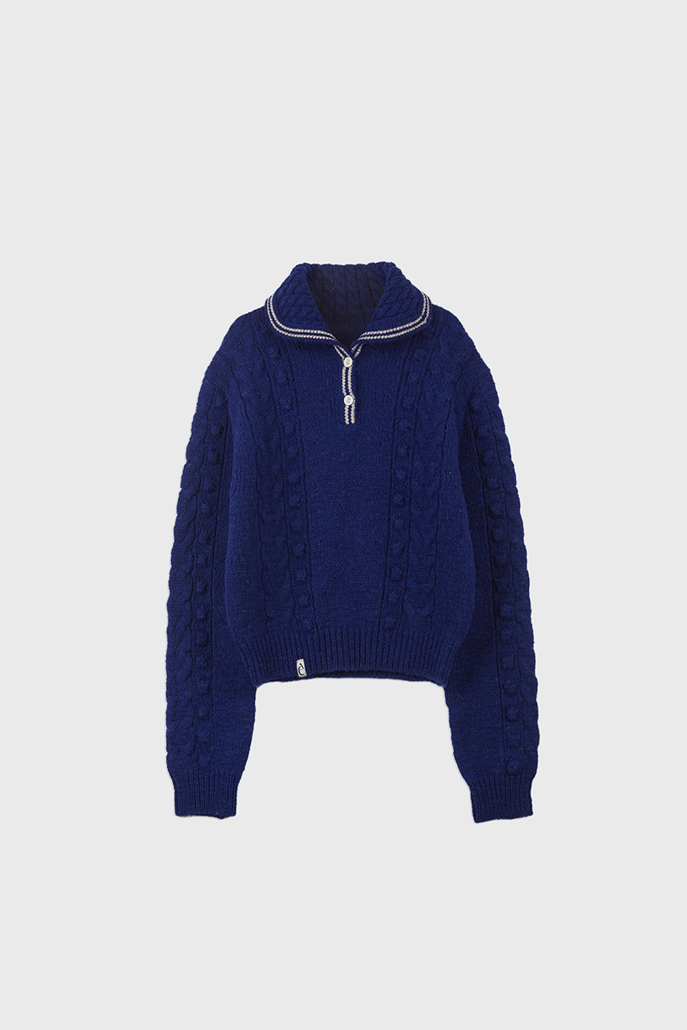 (23FW) MUSED SAILOR COLLAR WOOL CABLE KNIT PULLOVER R.BLUE