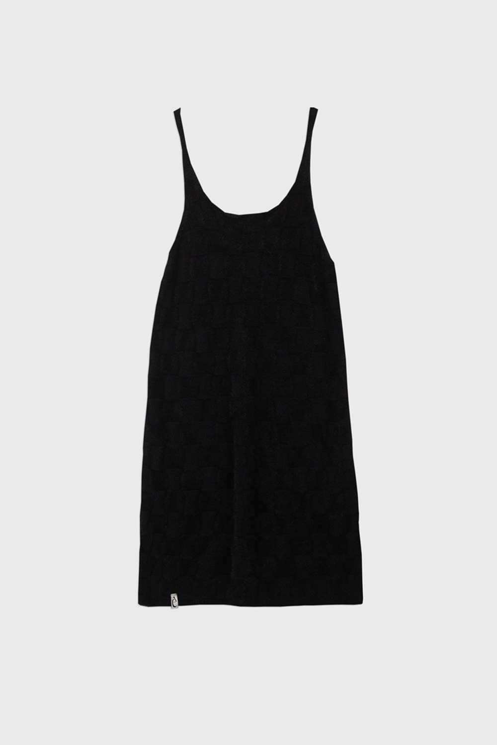 (23FW) MUSED CHECKERBOARD PATTERN BRUSHED KNIT DRESS BLACK