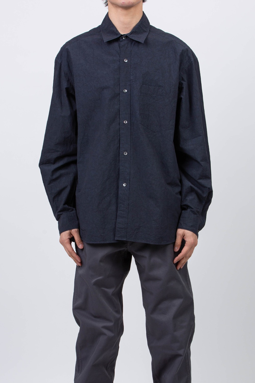 (24SS) TEXTURE TYPEWRITER RELAXED SHIRTS NAVY