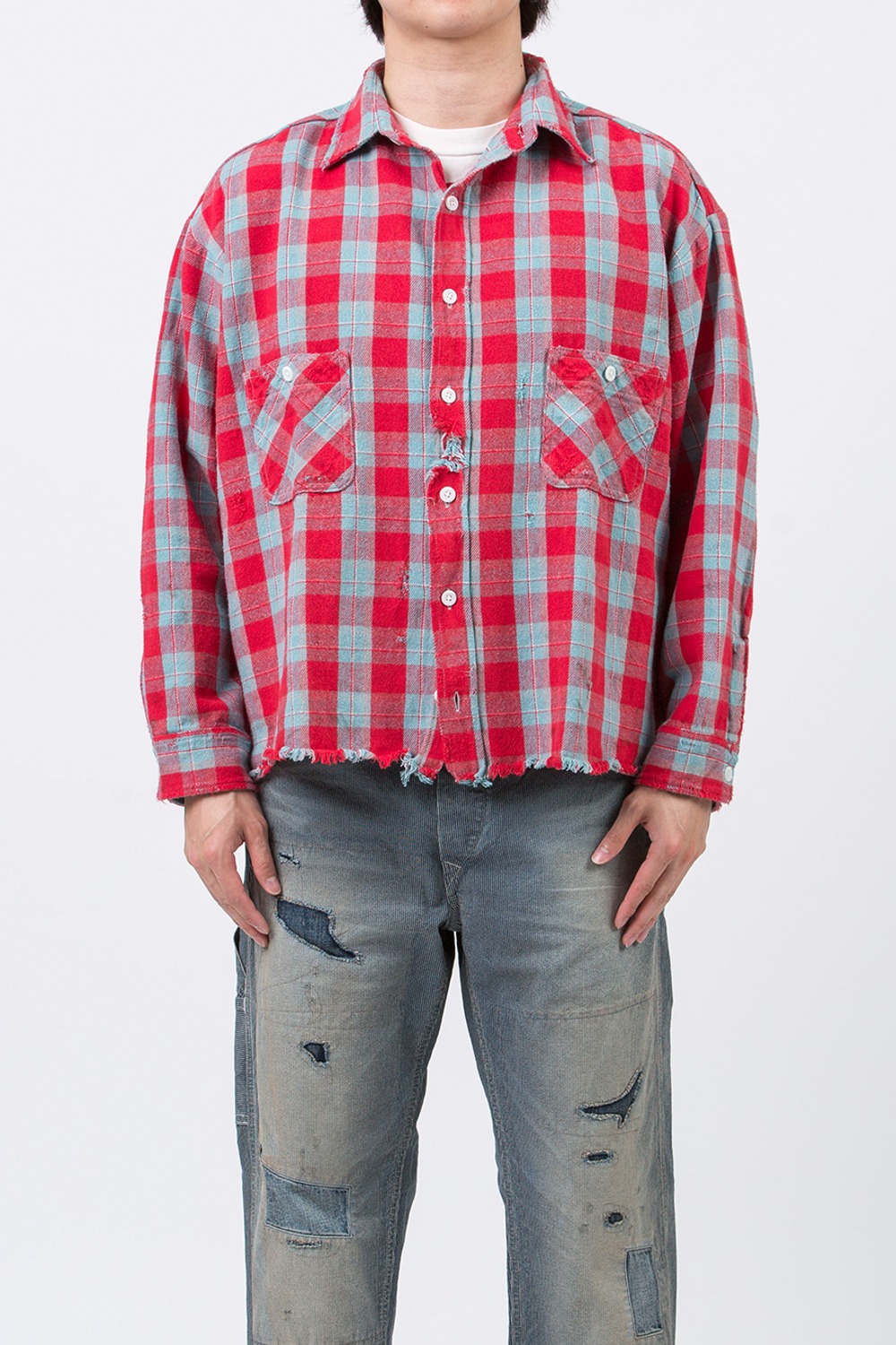 (24SS) FLANNEL CHECK SHIRTS RED/BLUE
