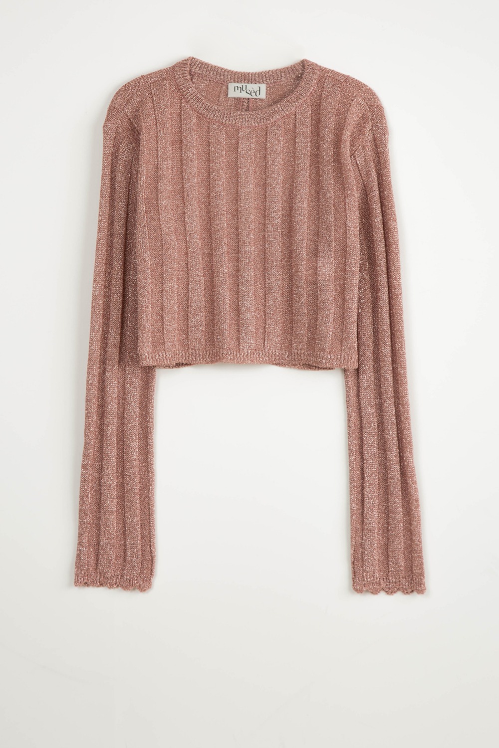 (24SS) MUSED VAGUE KNIT CROP TOP SUNSET PINK