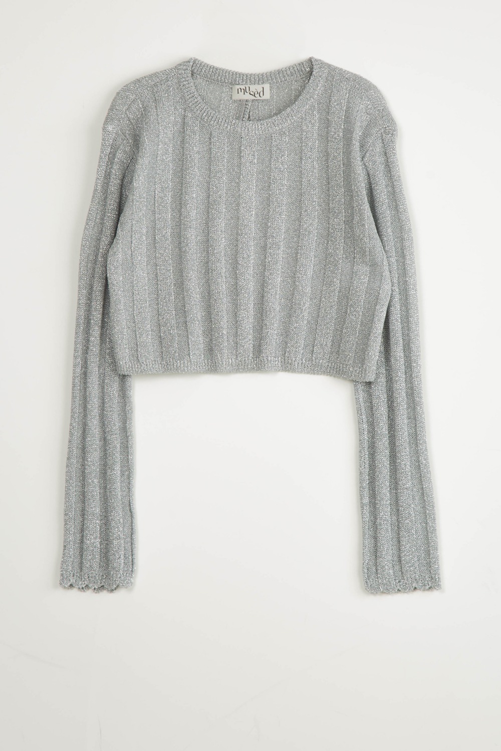 (24SS) MUSED VAGUE KNIT CROP TOP SILVER