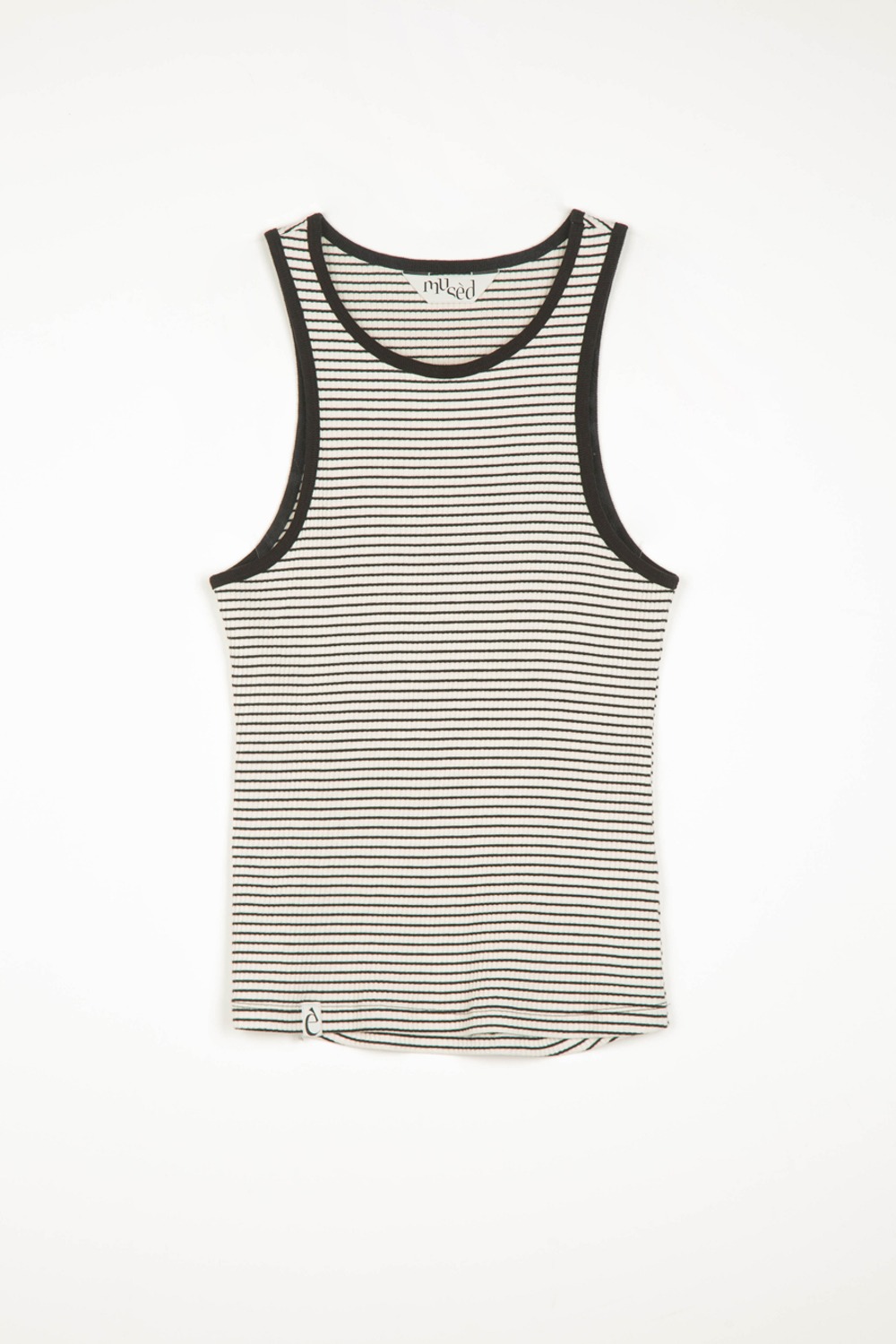(24SS) MUSED FINE KNITTED TANK-TOP BLACK STRIPE