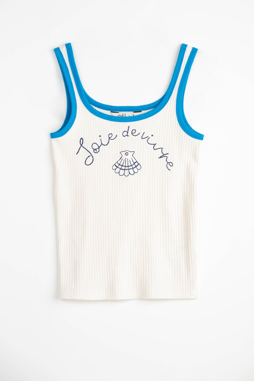 (24SS) MUSED HAND EMB TANK TOP IVORY/BLUE