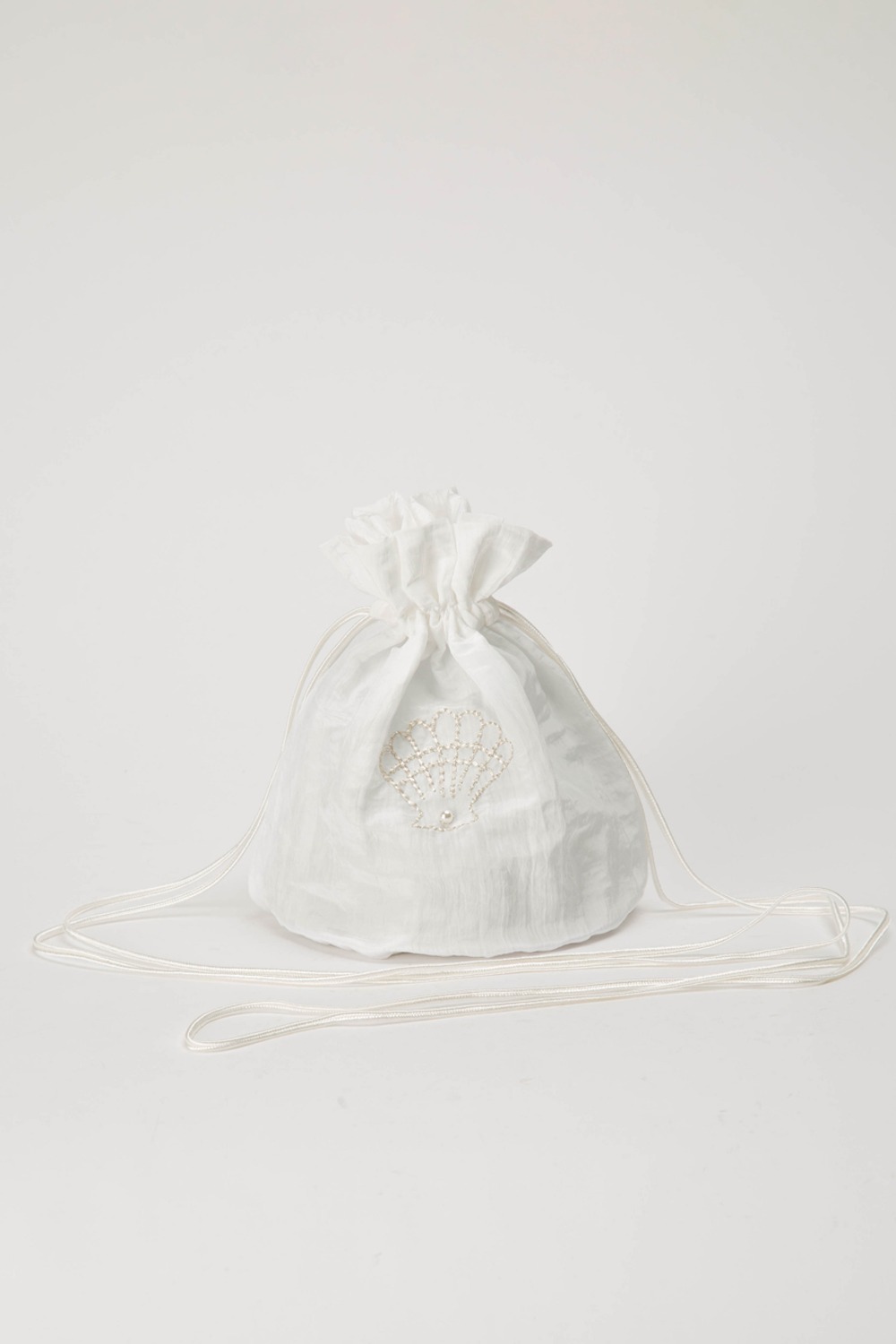 (24SS) MUSED SILK STRING BAG PEARL WHITE